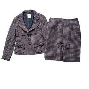 Vintage Y2K Nanette Lepore Velvet Trim 2pc Skirt Suit Women's 6 / 4 Brown